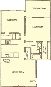 2 Bedroom / 1 Bath - 825 Sq.Ft.*