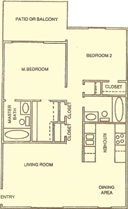 2 Bedroom / 2 Bath - 960 Sq.Ft.*