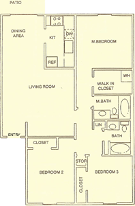 3 Bedroom / 2 Bath - 1,100 Sq.Ft.*